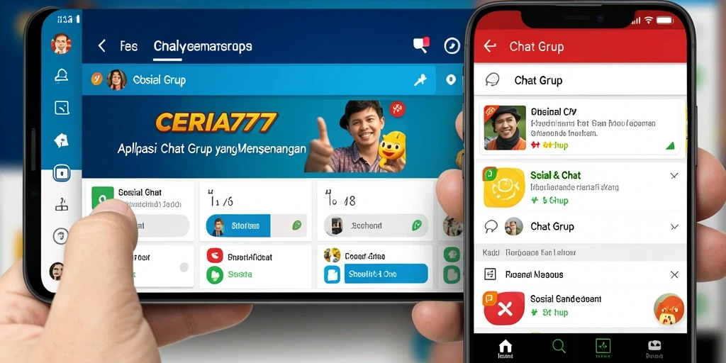 Tampilan antarmuka utama CERIA777 dengan fungsi Chat Grup yang mudah digunakan.