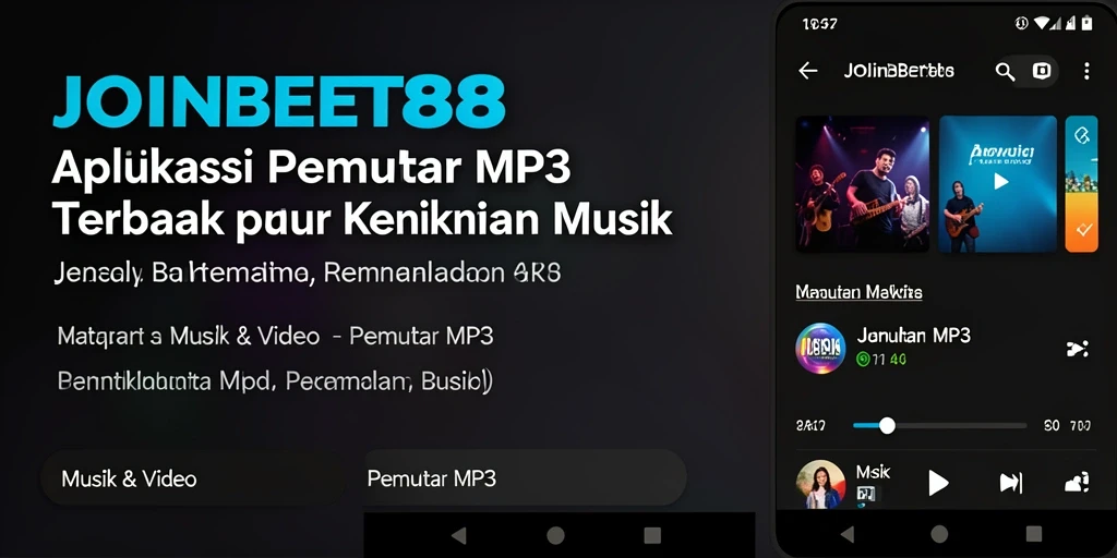 Tampilan antarmuka aplikasi Pemutar MP3 JOINBET88 yang menarik dan fungsional.