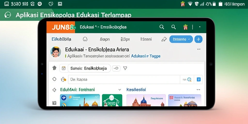 Tampilan antarmuka aplikasi Ensiklopedia JUN88 yang menarik dan informatif.