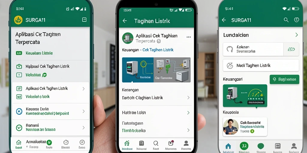 Tampilan antarmuka utama SURGA11 untuk cek tagihan listrik.