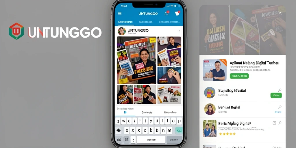 Tampilan antarmuka pengguna UNTUNGGO untuk Majalah Digital yang menarik.