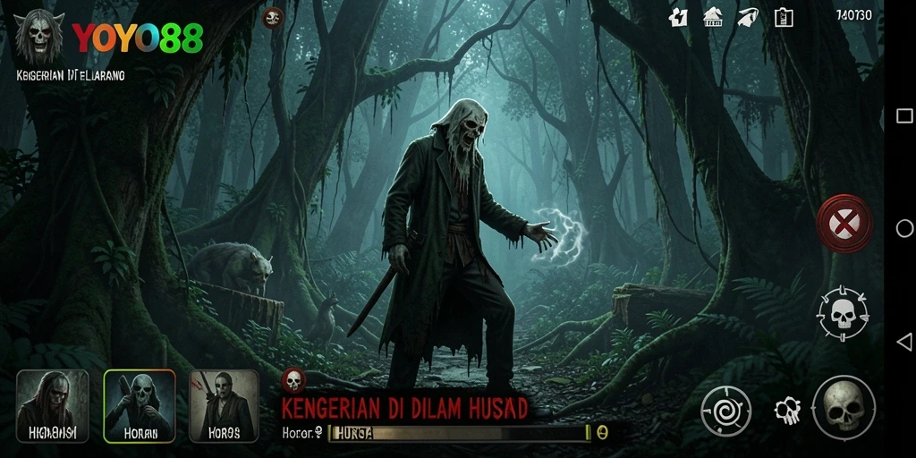 Tampilan antarmuka utama YOYO88 yang menakutkan dan mengasyikkan.